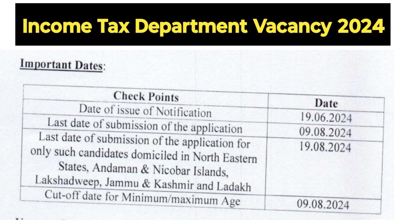 Income Tax Deparment Vacancy 2024